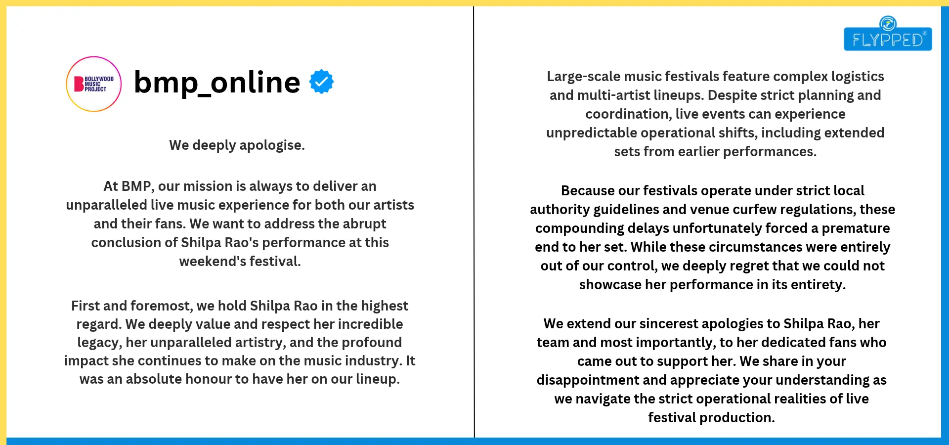 BMP Organisers Renders Apology